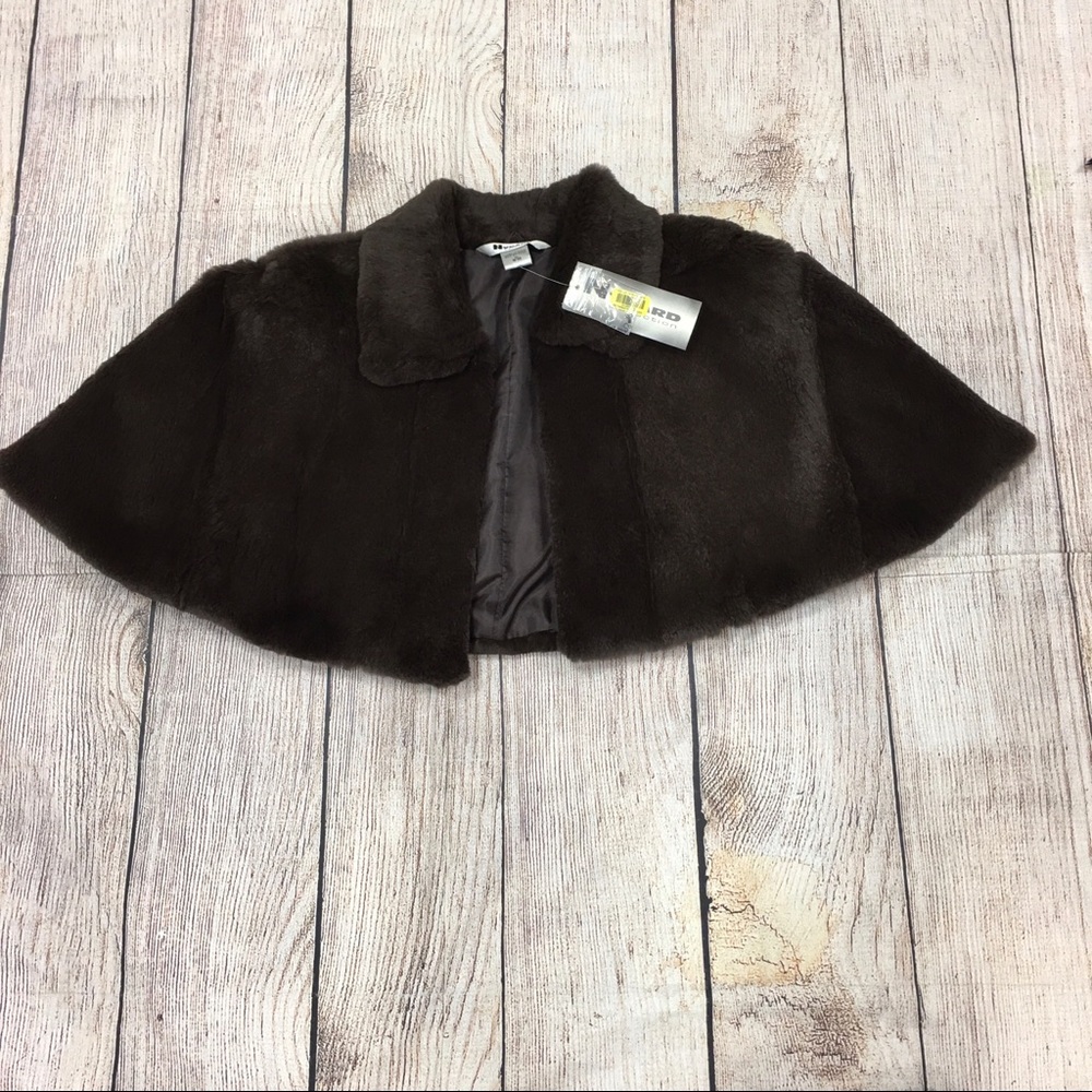 ❤️NWT Nvgard Chocolate Brown Foe Fur Cape Sz 18